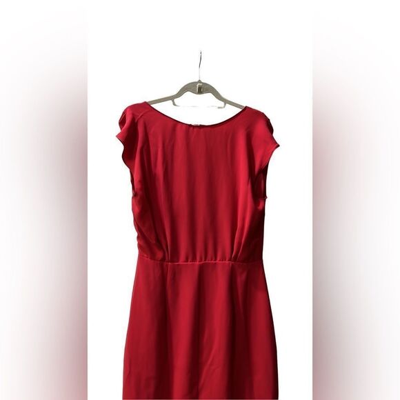 NWT Trina Turk Women’s 8 Red Midi Bijou Dress with Gathered Cap Sleeves & Front - Picture 14 of 16